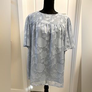 Blue Ladies Dress Top, 3/4 bell sleeves, 100% Polyester